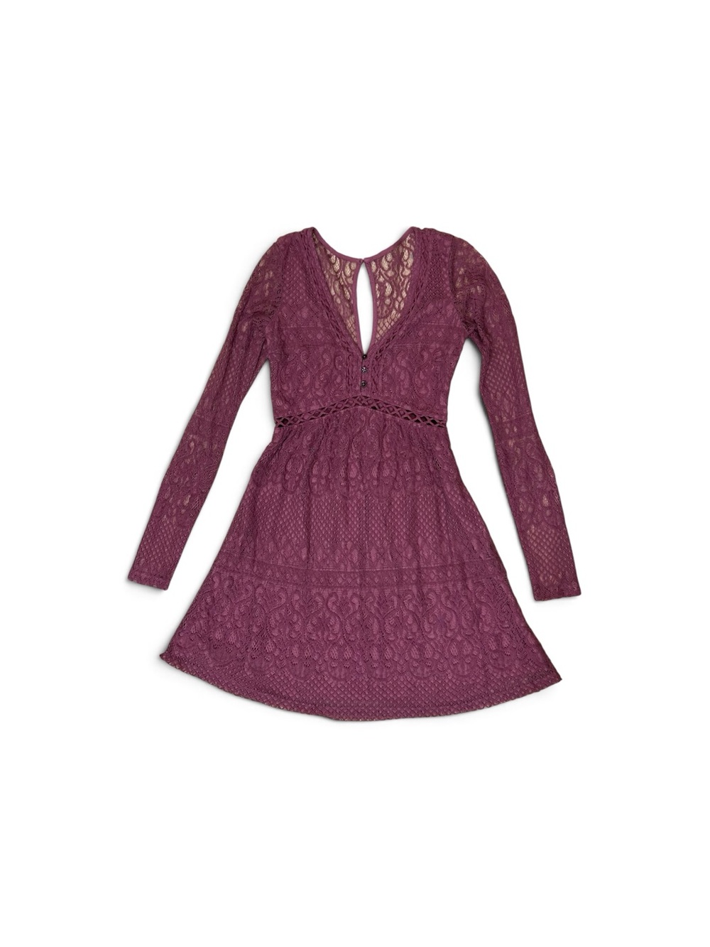 Hollister Long-Sleeve Lace Mini Dress in Plum Size 1